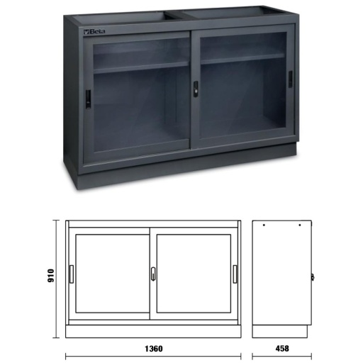 Meuble bas portes coulissantes transparentes C45PRO MAT
