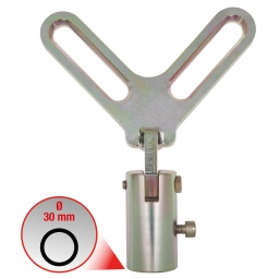 Utilisation universelle
Pour maintenir le bras de suspension avec un verin de fosse
Le maintien se fait sur le moyeu de roue
La fusée du bras de suspension peut ainsi être positionner en levant ou en abaissant le verin de fosse
Bon maintien
Nécessaire pour monter ou démonter un amortisseur
Réglable
En acier traité
