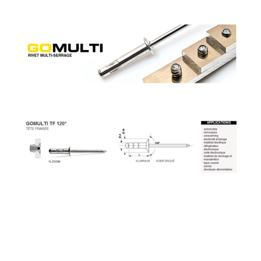Rivet multi-serrage tête fraisée 3.2x10