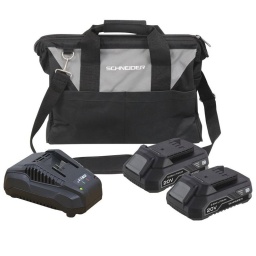 Pack 2 Batteries 2 Ah + Chargeur + Sac De Rangement
Descriptif : 
Composé de: 
- 2 batteries Li-ion 20V 2Ah réf. 50515 
Li-ion 2000mAh 3,7V. 
- 1 chargeur rapide 2,4A réf. 50518 
- 1 sac porte-outils textile réf. 50801 
Idéal 2 à 3 outils.