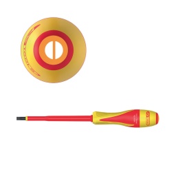 Tournevis isolées fente ultimate
- selon din 5264 / din iso 2380
- isolation selon iec 60900
- manche bi-matière
- code couleur
- pointe brunie
- acier s2
- résistant aux produits chimiques