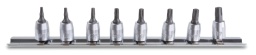 Jeu de 8 douilles tournevis pour vis Torx (art. 900TX) avec support
T9-T10-T15-T20-T25-T27-T30-T40