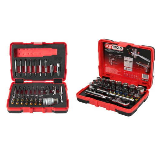 Jeu d'embouts et douilles 1/4" + Coffret d'extraction pour vis TORX® et 6 pans
