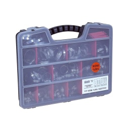 Colliers 100% inox
acier inox 304
boite de 100 colliers assortis
15x ? 8-16 mm 
30x ? 12-22 mm 
20x ? 16-27 mm 
15x ? 20-32 mm 
10x ? 25-40 mm 
5x ? 30-45 mm 
5x ? 32-50 mm 