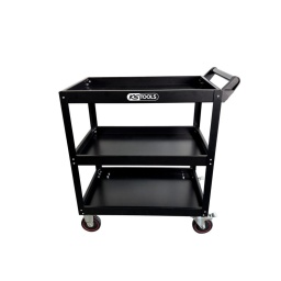 Chariot d'atelier métal
3 grands plateaux pouvant accueilir chacun une charge importante de 100 kg
4 roues robustes Ø 125 mm dont 2 directionnelles avec frein
Poignée de transport
Hauteur confortable pour limiter les troubles musculo-squelettiques (TMS)
Attribut de fonction 1 :3 étages
Avec roues :oui
Charge maximale (kg) :300 kg
Charge maximale par étagère fixe :100 kg
Code EAN :3663389008738
Couleur :Noir
Diamètre des roues en mm :125 mm
Dimension du plateau :730 x 465 mm
Dimensions :l.855 x P.505 x H.960 mm
Matière :Tôle d'acier
Nombre de roues :4
Nombre de roue(s) de direction :2
Type de pneumatique :Matière plastique
Matière des roues :PVC
Poids :	36,00 kg