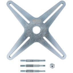 Ajustage pr&eacute;cis gr&acirc;ce aux pi&egrave;ces frais&eacute;es
N&eacute;cessaire pour le pr&eacute;-serrage du disque avant le d&eacute;montage-montage des embrayages SAC &agrave; 4 trous
Version robuste
Chrom&eacute;
En acier trait&eacute;

Utilisations : Platine de compression 4 bras n&eacute;cessaire pour par exemple Mercedes (169) &agrave; partir de 2004 (Classe A), Opel Insignia... 
