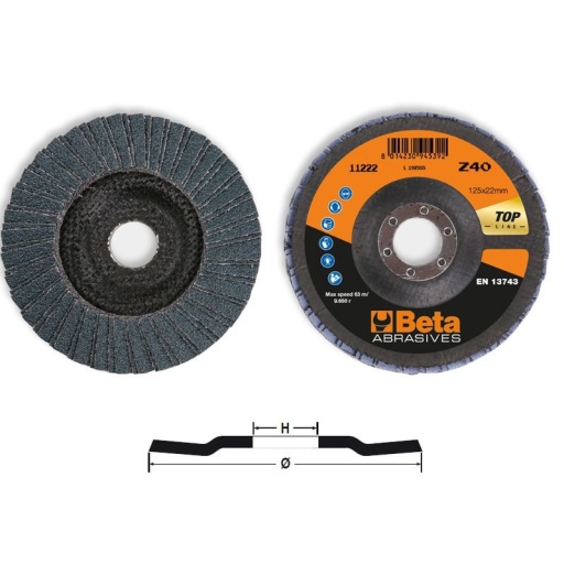 Disque à double lamelle conique top line zirconium support fibre de verre 125mm 11222 grain 40