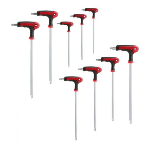 Jeu de 9 clés mâles TORX tête sphérique à poignée en T