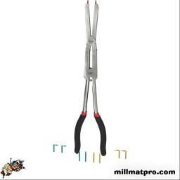 Pince à circlips extérieurs à double articulation avec pointes interchangeables, L. 345mm
- Pour circlips diamètre 12-25 mm
5 PAIRES DE POINTES FOURNIES
