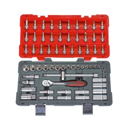 Coffret de douilles et accessoires ultimate
- coffret bi-matière avec coins renforces
- gamme  ultimate composee d'outils robustes. esthetiques et astucieux
- finition chromée satinee
douille courte 6 - 7 - 8 - 9 - 10 - 11 - 12 - 13 - 14 - 15 - 16 - 17 - 18 - 19 -20 - 21 - 22 - 24 mm douille longue 8 - 9 - 10 - 11 - 12 - 13 - 14 - 15 - 17 - 19 mm douille bougie 16 - 21 mm douille tv plat 5.5 - 7 - 8 mm douille cruciforme ph1 - ph2 - ph3 - pz1 - pz2 - pz3
douille allen 3 - 4 - 5 - 6 - 7 - 8 - 10 mm douille torx t10 - t15 - t20 - t25 - t27 - t30 - t40 - t45 - t50 - t55
douille xzn mm - mm - mm - mm - m10
cardan 3/8"
rallonge 75 - 250 mm carré coulissant 3/8" x 1/2"
cliquat 3/8" - 195 mm 