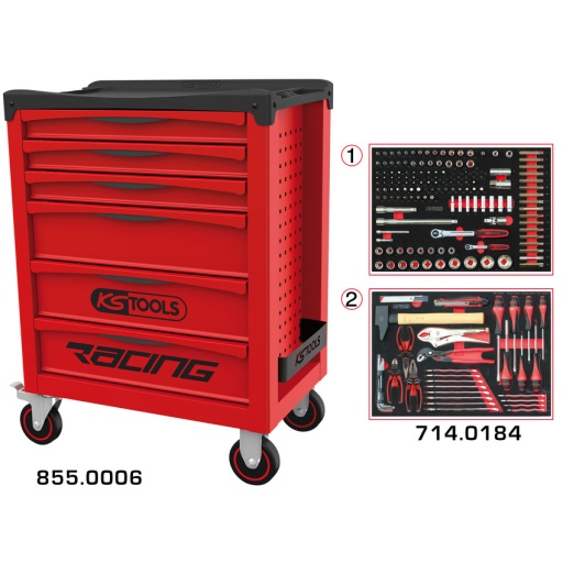Servante RACING 6 tiroirs équipée de 184 outils