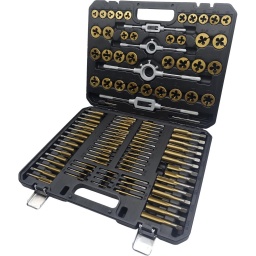 Jeu de tarauds et fili&egrave;res TiN COMPETITION, 110 pcs
35 tarauds main de M2x0.4 &agrave; M18x1.5
35 fili&egrave;res M2x0.4 &agrave; M18x1.5mm