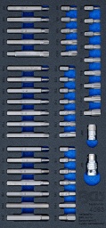 Étendue de la livraison14 x embouts, exécution courte et longue, entraînement six pans extérieurs 10 mm (3/8"), sortie six pans creux : 4 - 5 - 6 - 7 - 8 - 10 - 12 mm14 x embouts, exécution courte et longue, entraînement six pans extérieurs 10 mm (3/8"), profil T (pour Torx) : T20 - T25 - T30 - T40 - T45 - T50 - T5510 x embouts, exécution courte et longue, entraînement six pans extérieurs 10 mm (3/8"), sortie denture multiple intérieure (pour XZN) : M5 - M6 - M8 - M10 - M129 x embouts, 30 mm, sortie six pans extérieurs 10 mm (3/8"), sortie profil cannelé (pour RIBE) : M5 - M6 - M7 - M8 - M9 - M10 - M11 - M12 - M131 x adaptateur d’embout, carré 10 mm (3/8"), sortie six pans creux 10 mm (3/8")1 x adaptateur d’embout, carré 12,5 mm (1/2"), sortie six pans creux 10 mm (3/8")