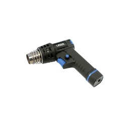 Pistolet à air chaud sans flamme fonctionnant au gaz butane, avec allumage piézo-électrique. 
Il comporte un verrouillage de sécurité pour éviter tout allumage accidentel, ainsi qu'un verrouillage de flamme pour permettre une utilisation continue. 
Le réservoir de gaz rechargeable a une capacité de 30 ml et ne peut être rempli qu'après l'avoir retiré du pistolet afin d'éviter tout allumage accidentel. 
Offrant une autonomie de 40 à 60 minutes et une température maximale de 600 °C, il peut être utilisé en atelier, chez soi et au jardin, pour un large éventail de tâches.

Pistolet à air chaud sans flamme fonctionnant au butane, avec allumage piézo-électrique et support de sécurité intégré, adapté à un large éventail de tâches, y compris le chauffage des pièces grippées et le décapage des peintures.
Verrouillage de sécurité et verrouillage de flamme (pour permettre une utilisation continue) ; 40 - 60 minutes d'autonomie (environ).
Dimensions : 210 x 193 x 64 mm.
Utilise du gaz butane pour briquet (capacité de 30 ml). Plage de température jusqu'à 600 °C.
Il est également doté d'un verrouillage de sécurité qui empêche le remplissage du réservoir de gaz lorsque celui-ci est sur le pistolet.
