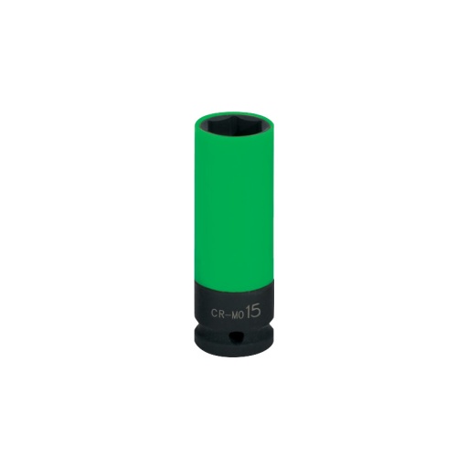 Douille à chocs longue 6 pans pour jantes aluminium - vert - 15 mm