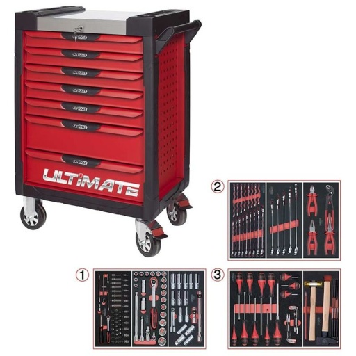 Servante Ultimate rouge 7 tiroirs avec composition 158 outils 