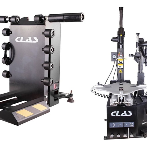 Monte démonte pneus automatique 13"-28" 2 vitesses 400V + Lève roue semi-automatique