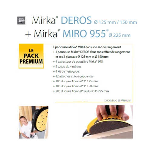 Pack ponceuse miro + deros + aspirateur + 400 disques