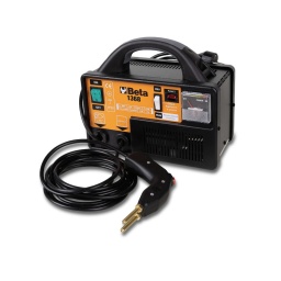 Permet de reparer rapidement les fissures et les ruptures des pièces en plastique

description technique
- alimentation 220?240 v avec prise schuko
- longueur câble pistolet thermique 3.5 m
- longueur câble alimentation 1.35 m
- 2 réglages de puissance 35-75 w
- pistolet thermique avec bouts en cuivre à 2 angles d'introduction de l'agrafe : 0°-90°
- protection input : disjoncteur thermique
- protection output : fusible 10 a
- gaine métallique pour ranger le pistolet 
