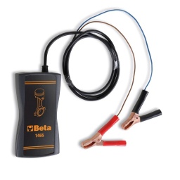 Outil de contrôle efficience moteur 4 action en 1
Vérifie la compression en quelques secondes seulement !
Permet de vérifier en quelques secondes la compression des moteurs endothermiques sans devoir se connecter au moteur en prélevant l'alimentation de la batterie du véhicule, au moyen d’un logiciel dédié

1ère phase : calcul tours/moteur
2ème phase : analyse situation tension batterie à chaque tour
3ème phase : affichage puissance électrique absorbée et compression correspondante calculée au moyen de l’action du démarreur pour chaque piston
4ème phase : contrôle état de chargement et efficience de la batterie 
DONNÉES TECHNIQUES
Tension de fonctionnement : 12V DC (batterie véhicule)
Dimensions : 140x75x30 mm
Longueur câble pinces : 1300 mm