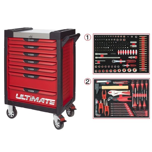 Servante Ultimate rouge 7 tiroirs avec composition 184 outils 