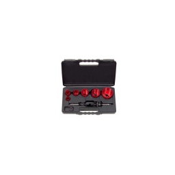 Coffret de 6 scies cloches hss bi-métal

- mandrin pilote hss
- 6 cloches: 22-29-35-44-51-68mm - 2 mandrins 14-30mm 32-152mm 