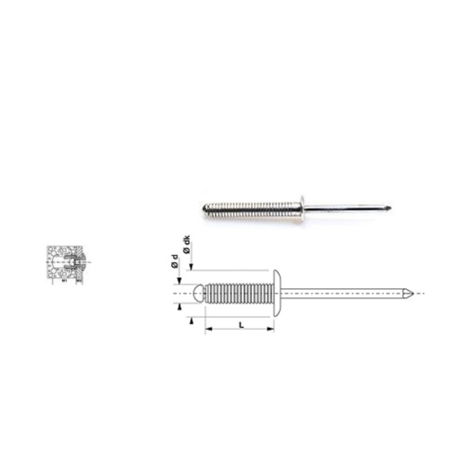 rivet cannelé govis alu trs 4,8x16