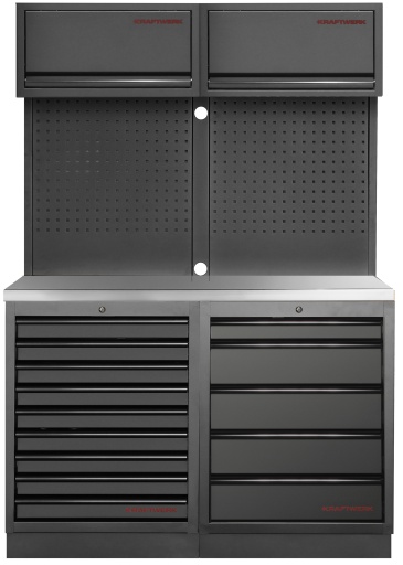MOBILIO BLK Mobilier d'atelier 2 &eacute;l&eacute;ments, Acier inoxydable