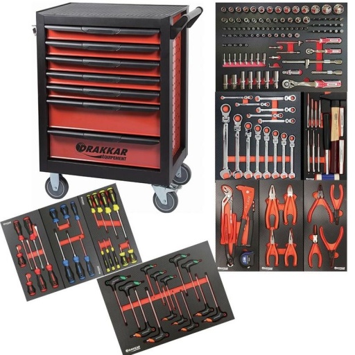 Servante d'atelier Drakkar 09140 avec composition outils 5 tiroirs