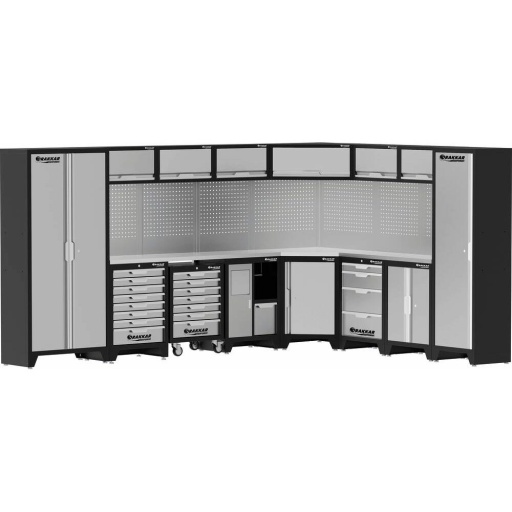 Mobilier d atelier d angle 14 meubles plateau inox