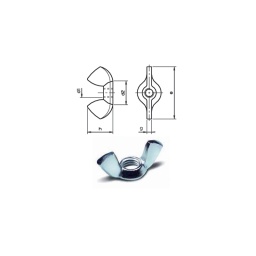 Ecrous à oreilles (papillon) diamètre 6mm 
- materiau :acier zingue blanc
- d1:5mm 