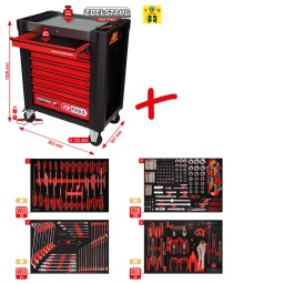 Composition pour servante d’atelier Performanceplus P10 avec 241outils pour 4tiroirs