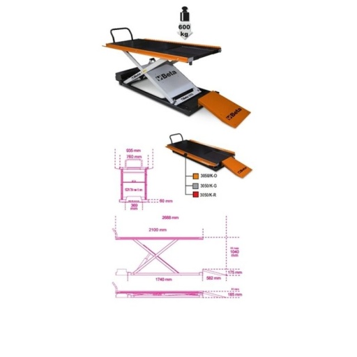 Table élévatrice moto orange  ÉLECTROHYDRAULIQUE 600kg
