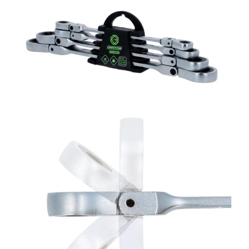 Jeu de 4 clés polygonales à cliquet articulées 2 en 1 Torx femelle COMPETITION