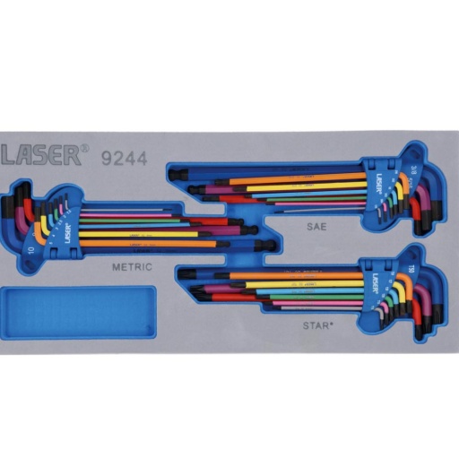 Jeu de cl&eacute;s &agrave; 6 pans et &eacute;toile extra-longues &agrave; code couleur 27 pi&egrave;ces