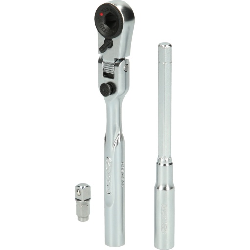 Jeu de cliquet r&eacute;versible 1/4''  pour articulation avec adaptateur pour douille 3 pcs