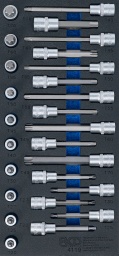Douilles à embouts pour têtes de vis à profil T (pour Torx)Différentes longueurs de 50, 100 et 140 mm, pour différents domaines d’applicationComposition de jeu compactePour actionnement manuelAvec moletageInsert en mousse dure robuste de haute qualitéLes outils sont rangés dans les compartiments de l’insert en mousse dure qui les protège contre tout déplacementDisposition claire des différentes douilles à embouts pour trouver rapidement la taille requiseChaque outil a sa place individuelle correspondantePour toutes les servantes d’atelier de BGS et les tiroirs des systèmes d’armoires muralesContenu de la livraison 1 douille à embouts | 12,5 mm (1/2") | profil T (pour Torx) T20 (art. 4369)1 douille à embouts | 12,5 mm (1/2") | profil T (pour Torx) T25 (art. 4370)1 douille à embouts | 12,5 mm (1/2") | profil T (pour Torx) T27 (art. 4367)1 douille à embouts | 12,5 mm (1/2") | profil T (pour Torx) T30 (art. 4371)1 douille à embouts | 12,5 mm (1/2") | profil T (pour Torx) T40 (art. 4372)1 douille à embouts | 12,5 mm (1/2") | profil T (pour Torx) T45 (art. 4373)1 douille à embouts | 12,5 mm (1/2") | profil T (pour Torx) T50 (art. 4374)1 douille à embouts | 12,5 mm (1/2") | profil T (pour Torx) T55 (art. 4375)1 douille à embouts | 12,5 mm (1/2") | profil T (pour Torx) T60 (art. 4378)1 douille à embouts | 12,5 mm (1/2") | profil T (pour Torx) T70 (art. 4379)1 douille à embouts | longueur 100 mm | 12,5 mm (1/2") | profil T (pour Torx) T20 (art. 4469)1 douille à embouts | longueur 100 mm | 12,5 mm (1/2") | profil T (pour Torx) T25 (art. 4470)1 douille à embouts | longueur 100 mm | 12,5 mm (1/2") | profil T (pour Torx) T27 (art. 4467)1 douille à embouts | longueur 100 mm | 12,5 mm (1/2") | profil T (pour Torx) T30 (art. 4471)1 douille à embouts | longueur 100 mm | 12,5 mm (1/2") | profil T (pour Torx) T40 (art. 4472)1 douille à embouts | longueur 100 mm | 12,5 mm (1/2") | profil T (pour Torx) T45 (art. 4473)1 douille à embouts | longueur 100 mm | 12,5 mm (1/2") | profil T (pour Torx) T50 (art. 4474)1 douille à embouts | longueur 100 mm | 12,5 mm (1/2") | profil T (pour Torx) T55 (art. 4475)1 douille à embouts | longueur 100 mm | 12,5 mm (1/2") | profil T (pour Torx) T60 (art. 4476)1 douille à embouts | longueur 100 mm | 12,5 mm (1/2") | profil T (pour Torx) T70 (art. 4477)1 douille à embouts | longueur 140 mm | 12,5 mm (1/2") | profil T (pour Torx) T40 (art. 5184-T40)1 douille à embouts | longueur 140 mm | 12,5 mm (1/2") | profil T (pour Torx) T45 (art. 5184-T45)1 douille à embouts | longueur 140 mm | 12,5 mm (1/2") | profil T (pour Torx) T50 (art. 5184-T50)1 douille à embouts | longueur 140 mm | 12,5 mm (1/2") | profil T (pour Torx) T55 (art. 5184-T55)1 douille à embouts | longueur 140 mm | 12,5 mm (1/2") | profil T (pour Torx) T60 (art. 5184-T60)1 douille à embouts | longueur 140 mm | 12,5 mm (1/2") | profil T (pour Torx) T70 (art. 5184-T70)