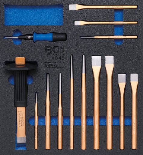 Module de servante d'atelier pointaux, burins, chasse-goupilles 14 pièces