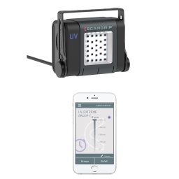 Technologie de séchage à froid La technologie des revêtements automobiles se développe en permanence avec de nouvelles méthodes rapides et rentables pour la réparation des carrosseries et des peintures automobiles. L'utilisation de la technologie de séchage par LED UV vous permet de travailler plus rapidement et plus efficacement car le temps de séchage entre chaque opération est considérablement réduit. La gamme de solutions LED pour le séchage UV est applicable pour le séchage des apprêts et des mastics à séchage UV. - Aucune chaleur n'est émise sur le panneau ou la peinture pendant le séchage. - Permet le séchage de pièces en plastique ou de tout matériau sensible à la chaleur. - Le ponçage et le polissage peuvent être effectués immédiatement après la fin du séchage. UV-Extreme - Référence 03.5272 Lampe de travail LED extrêmement puissante pour un séchage UV très rapide et très efficace de grandes surfaces de peinture/réparation, jusqu'à environ 100 x 100 cm. La lampe de travail UV- Extreme est livrée dans une mallette robuste et de haute qualité qui peut résister aux chocs et aux manipulations brusques pendant le transport. Fonctionnement intelligent et facile grâce à une APP conviviale La fonctionnalité Bluetooth intégrée permet d'utiliser la lampe à distance en toute sécurité et facilement, et même jusqu'à 4 unités simultanément. L'utilisation de l'APP permet une activation sûre à distance pour éviter d'être physiquement proche du processus de séchage UV Testé et éprouvé pour une utilisation avec les produits des principales marques de peinture, notamment Akzo-Nobel, Axalta, BASF, Evercoat, PPG, Standox, Spies-Hecker.

Séchage rapide de très grandes surfaces, jusqu'à environ 100 x 100 cm.
Lampe de travail LED extrêmement puissante avec refroidissement actif pour une efficacité optimale des UV.
Minuterie intégrée, contrôlée à distance par APP.
Pas de génération de chaleur.
Peut être montée sur le trépied sur roues Scangrip (référence 03.5682), en conjonction avec un support de montage supplémentaire (référence 03.5915).