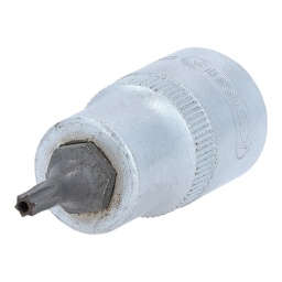 Torx perc&eacute;
Carr&eacute; d'entra&icirc;nement int&eacute;rieur selon DIN 3120 / ISO 1174 avec encoche pour verrouillage par bille
avec embout tournevis nickel&eacute; serti
Pour une utilisation manuelle
Finition satin&eacute;e
Chrome Vanadium
