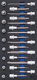 Avec moletageÉtendue de la livraison9 douilles à embouts, carré femelle 12,5 mm (1/2"), profil cannelé (pour RIBE) M5 - M6 - M7 - M8 - M9 - M10 - M12 - M13 - M14, longueur: 55 mm9 douilles à embouts, carré femelle 12,5 mm (1/2"), profil cannelé (pour RIBE) M5 - M6 - M7 - M8 - M9 - M10 - M12 - M13 - M14, longueur: 100 mm7 douilles à embouts, carré femelle 12,5 mm (1/2"), profil cannelé (pour RIBE) M8 - M9 - M10 - M10,3 - M12 - M13 - M14, longueur: 140 mm