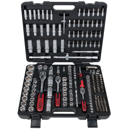 Coffret de douilles et accessoires 1/4 + 3/8 + 1/2 195 pcs