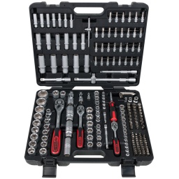 Coffret de douilles et accessoires 1/4"+3/8''+1/2'', 195 pcs
6 pans
Finition satinée
Chrome Vanadium
Coffret robuste en matière plastique