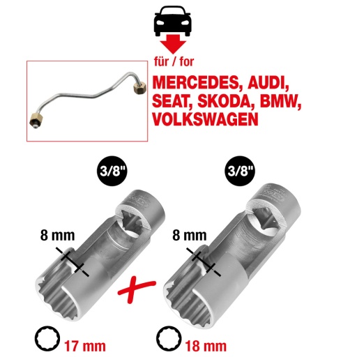 Jeu de clés pour conduites d’injection 3/8'' 2 pcs