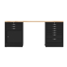 Etabli srm 10 tiroirs + 1 porte
La gamme  de rangements modulables KS Tools® apporte des solutions d'amenagement d'ateliers efficaces. pratiques et esthetiques. Quel que soit l'espace disponible. elle permet une organisation claire et etudiee pour toujours plus de productivite et d'efficacite au quotidien.
KS Tools® a developpe un outil de conception virtuel pour vous permettre de creer très facilement. l'atelier dont vous revez. 
Glissez-vous dans la peau d'un architecte et choisissez l'ameublement d'atelier qui vous convient. Testez differentes combinaisons. deplacez les éléments et optimisez vos rangements pour trouver le resultat adapte a votre facon de travailler
De nombreux clients ont fais confiance a Millmatpro et Ks tools pour la realisation de leur atelier. pourquoi pas vous ?