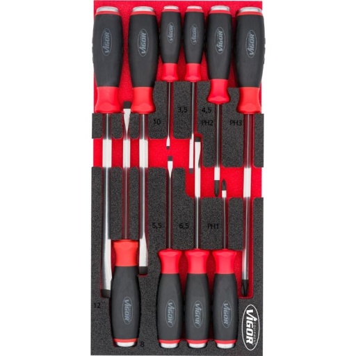 Module tournevis plats + cruciformes à frapper 10 pièces 