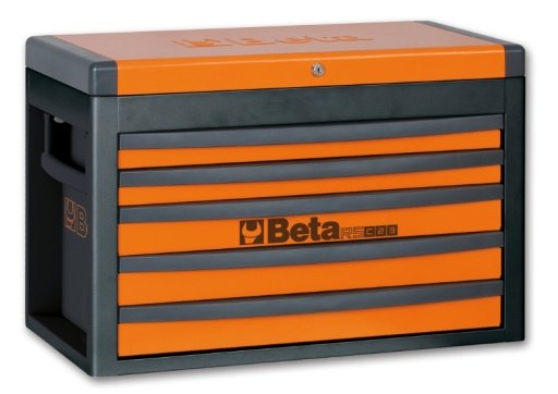 Coffre à outils portable avec 5 tiroirs orange