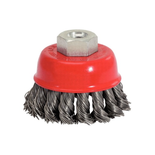 Conical brush stainless steel twist 80mm m14 x 2.0