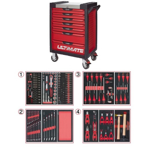 Servante Ultimate rouge 7 tiroirs avec composition 241 outils 