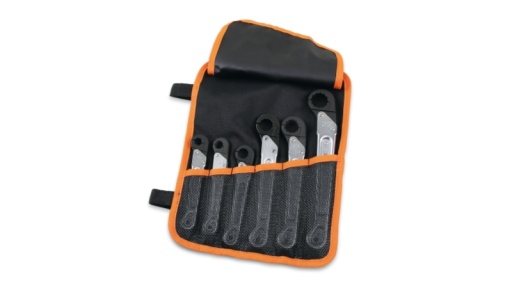 Jeu de 6 clés à tuyauter à cliquet dans un trousseau enroulable en polyester durable